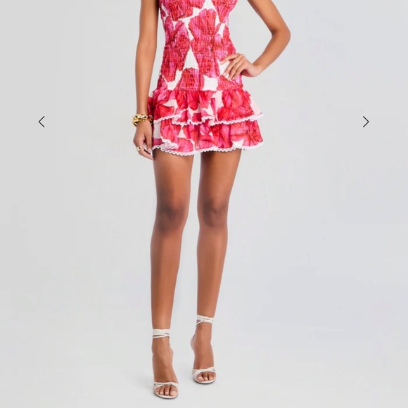 Strapless Pink and White Floral Dress - Picture 5 of 6